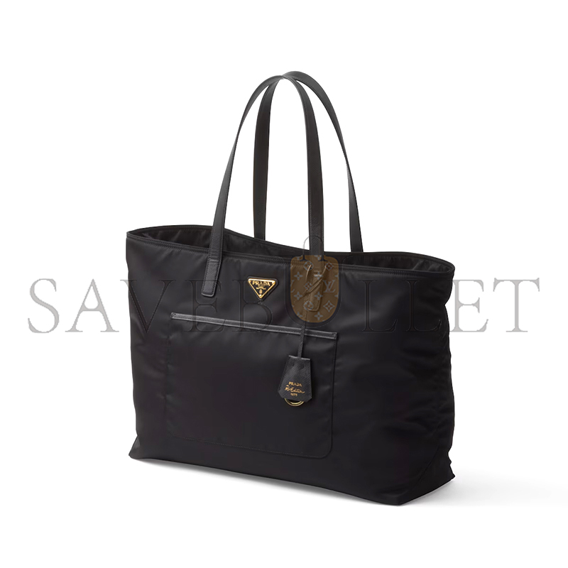 PRADA PRADA RE-EDITION 1978 LARGE RE-NYLON AND SAFFIANO LEATHER TOTE BAG 1BG527 (43*31*15cm)